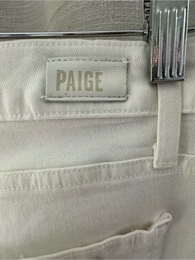 PAIGE White Ruffle‎ Jeans Hoxton Straight Ankle Laced SIZE 28 A55